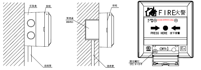 J-SAM-GSTN9311(Ex)防爆手動火警報警按鈕裝配表示圖