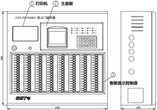 GST-FH-N8001防火門監控器表面表示圖