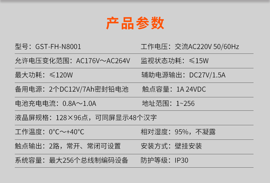 GST-FH-N8001防火門監控主機產物參數